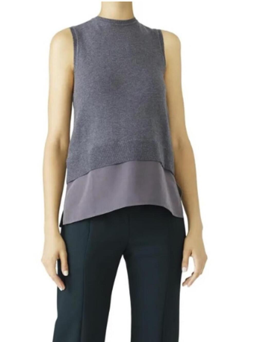 KAUFMANFRANCO Carbon Gray Sleeveless Zipper Back Sweater Top - Size - Small